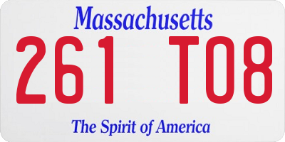 MA license plate 261TO8