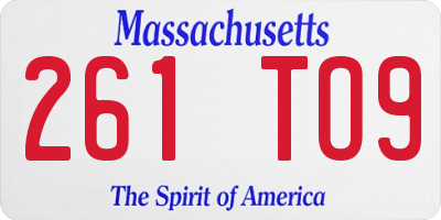 MA license plate 261TO9