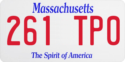 MA license plate 261TP0