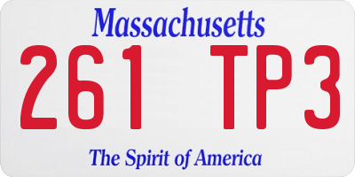 MA license plate 261TP3