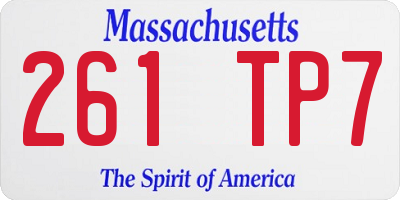 MA license plate 261TP7