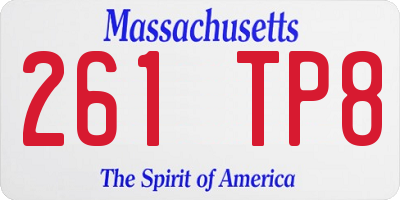 MA license plate 261TP8