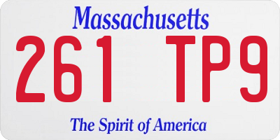 MA license plate 261TP9