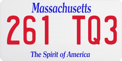 MA license plate 261TQ3