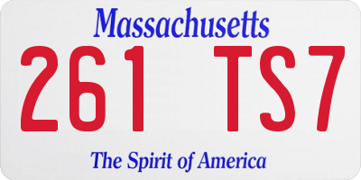 MA license plate 261TS7