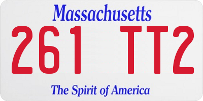 MA license plate 261TT2