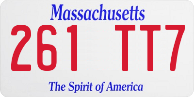 MA license plate 261TT7