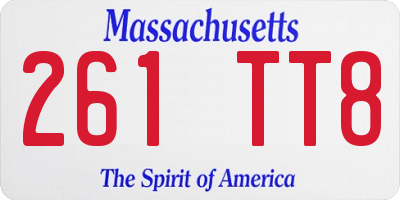 MA license plate 261TT8