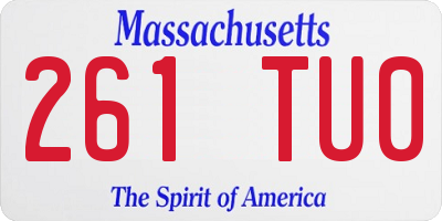 MA license plate 261TU0