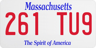 MA license plate 261TU9
