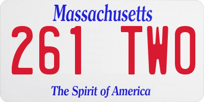 MA license plate 261TW0