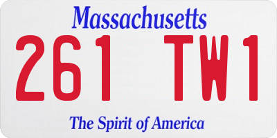MA license plate 261TW1