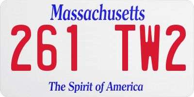 MA license plate 261TW2
