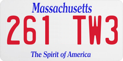 MA license plate 261TW3