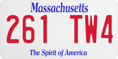 MA license plate 261TW4