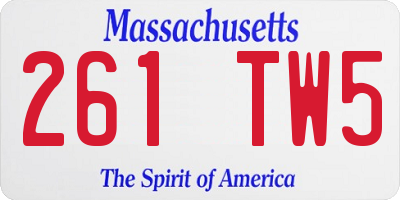 MA license plate 261TW5