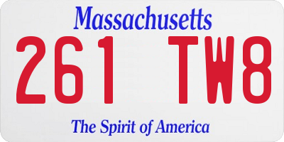 MA license plate 261TW8