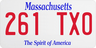 MA license plate 261TX0