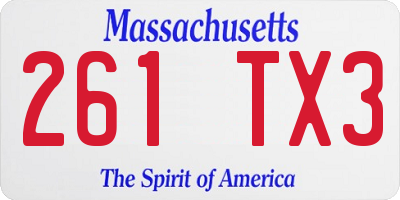 MA license plate 261TX3