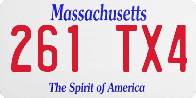 MA license plate 261TX4