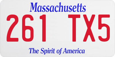 MA license plate 261TX5