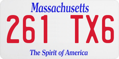 MA license plate 261TX6
