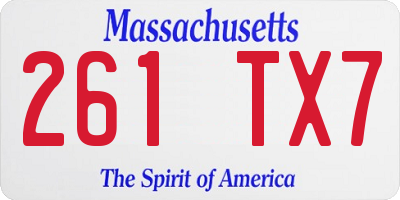MA license plate 261TX7