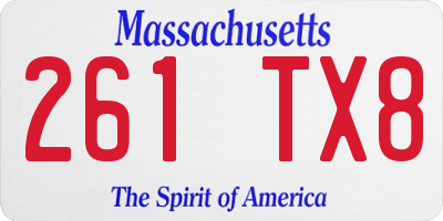 MA license plate 261TX8