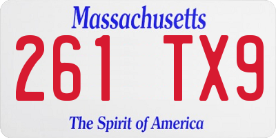 MA license plate 261TX9