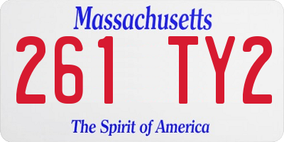 MA license plate 261TY2