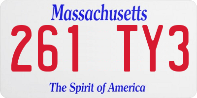 MA license plate 261TY3