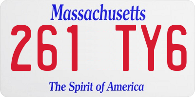 MA license plate 261TY6