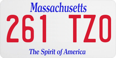 MA license plate 261TZ0