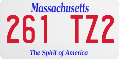 MA license plate 261TZ2