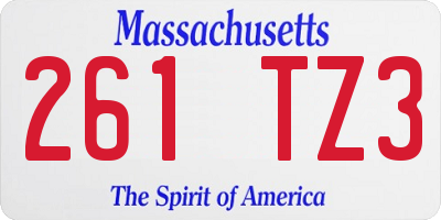 MA license plate 261TZ3