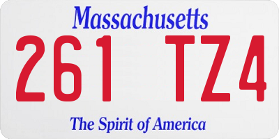 MA license plate 261TZ4