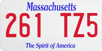 MA license plate 261TZ5