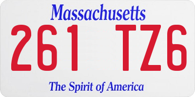 MA license plate 261TZ6
