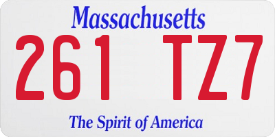 MA license plate 261TZ7