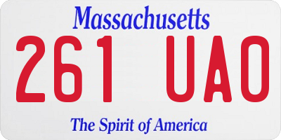 MA license plate 261UA0