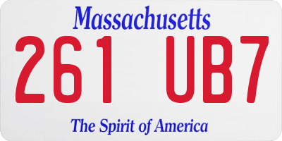 MA license plate 261UB7