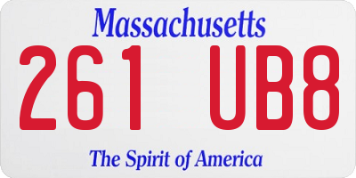 MA license plate 261UB8