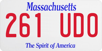 MA license plate 261UD0