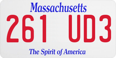 MA license plate 261UD3
