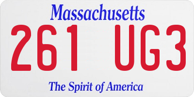 MA license plate 261UG3