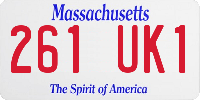 MA license plate 261UK1