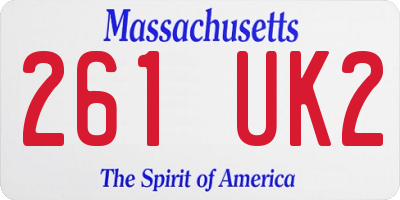 MA license plate 261UK2