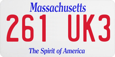 MA license plate 261UK3
