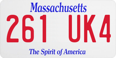 MA license plate 261UK4