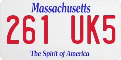 MA license plate 261UK5